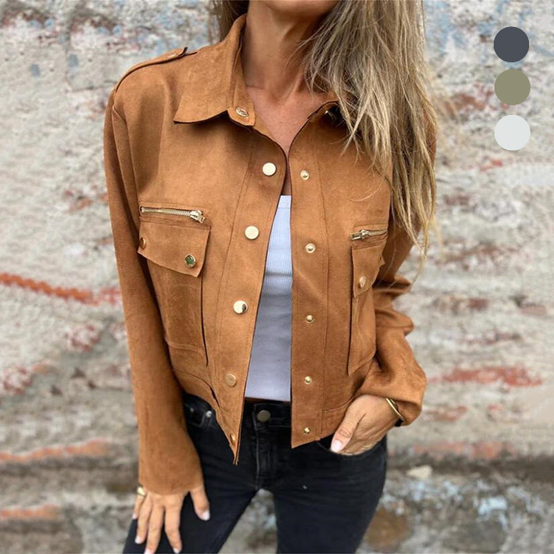 Wildlederimitat Jacke Damen