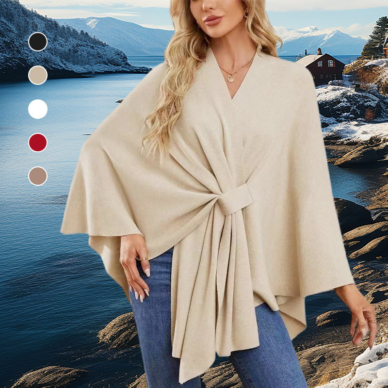 Miaikvs Damen Poncho Umhang - Wendbarer Übergroßer Poncho Mit Kreuzfront