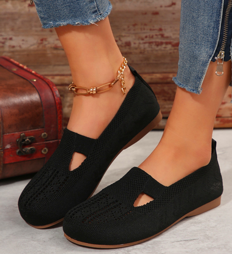 Ballerina Damen Mit Mesh-Obermaterial - Bequeme Strick-Ballerinas Für Den Alltag