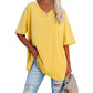 2025 Neues Frauen V-Ausschnitt Lose Passform Kurzarm T-Shirt