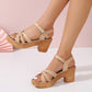 Damen-Sandalen mit geflochtenem Kreuzriemen und Absatz