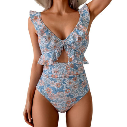 🏖️Sommer-Schnäppchen 🌊 Aqua Eve Damen-Badeanzug mit Bauchweg-Effekt 💃 Figurformender V-Ausschnitt 🩱 Raffiniertes Design 🌸 Elegante Rüschen & schicker Cut-out 💕