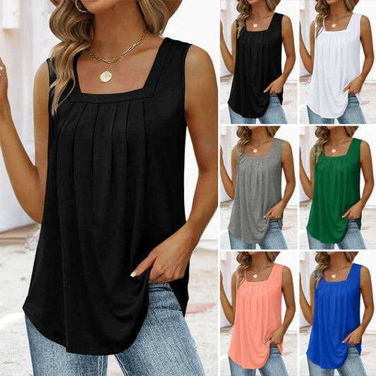 💥Letzter Tag Hot Sale 50% Rabatt💥2025 Ärmelloses T-Shirt mit quadratischem Ausschnitt für Frauen