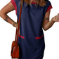 😍 VERKAUF am letzten Tag 50% OFF 💥 2025 Neue Frauen Casual Cap Sleeve Color Block Shift Tshirt Kleid mit Taschen(2 kostenloser Versand kaufen)