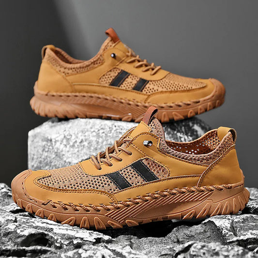 ⏰Limited Time 50% OFF🛒 Herren Slip-On Orthopädische Wanderschuhe aus Leder - Atmungsaktives Mesh, strapazierfähige Gummisohle, leicht & unterstützend