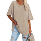 2025 Neues Frauen V-Ausschnitt Lose Passform Kurzarm T-Shirt