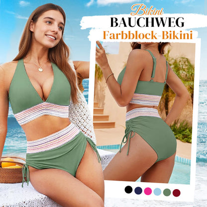 🔥2026 Neuer Typ 50% Rabatt💥Hoch taillierte Bikini-Sets mit Bauchkontrolle und Farbblock-Design👙