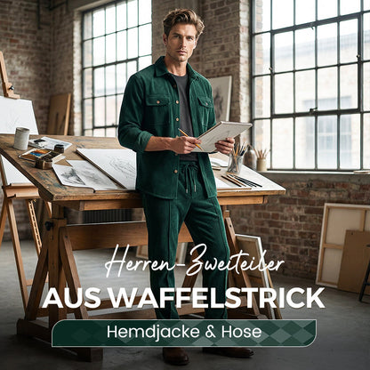 🏃‍♀️ Es wird im Akkord weggeschnappt – zögern Sie nicht！🔥Herren-Set aus Waffel-Button-Down-Jacke und Hose