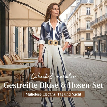 🔥Neu 2026 • Neu eingetroffen!💥Gestreiftes Shirt & weite Hose im Set – bequem & stilvoll für den Alltag