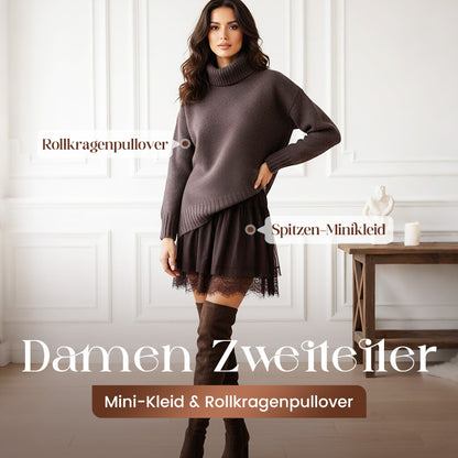 🌻2026 Hot-Sale - 50% Rabatt🌞Damen zweiteiliges Set: Pulloverkleid mit Rollkragen und Unterkleid
