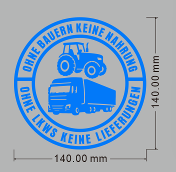 Auto-Aufkleber: Keine Bauern, keine Lebensmittel – keine LKWs, keine Lieferungen