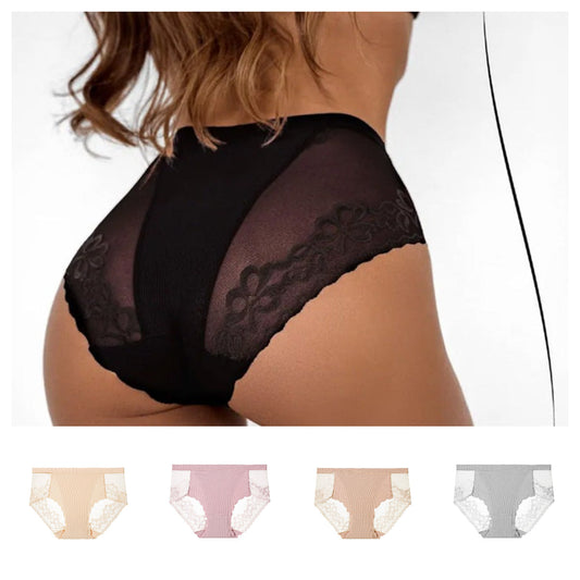 Sexy Damen-Slip aus floraler Spitze und Netzstoff