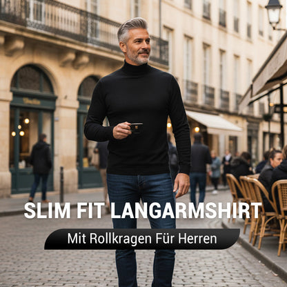 🔥Black-Friday-Mega-Angebot – 50 % Rabatt!🔥Slim Fit Langarm-T-Shirt für Herren mit Stehkragen