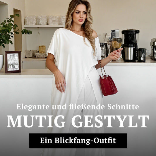 💖Einfarbiges Set aus schulterfreiem Oberteil und Hose