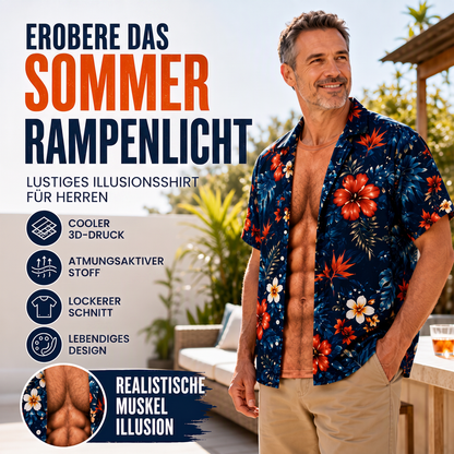 Herren Hawaii-Hemd Tropischer Blumendruck Kurzarm Lässiges Strand-Knopfhemd