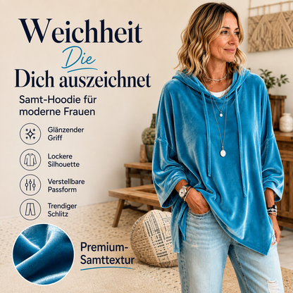 Damen-Sweatshirt aus Samt mit lockerer Passform und Kordelzug