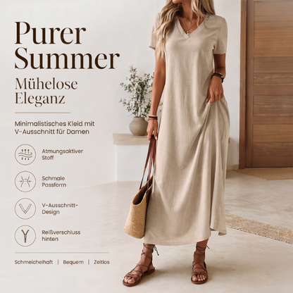 ⌛Zeitlich begrenztes Angebot – Damen Kurzarm V-Ausschnitt Maxikleid