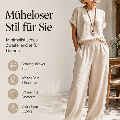 Set aus kurzärmeligem Oberteil und Hose mit weitem Bein für Damen