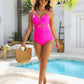 👙 Urlaub Hot Sale 49% 🩱 Metallic Accent Mesh Panel Einteiliger Badeanzug