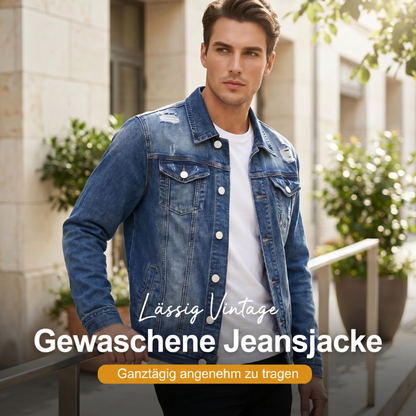 📢🎉50%Rabatt!!!🛍️✨Herren-Freizeit-Denimjacke im Used-Look mit Vintage-Wäsche