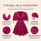 Damenkleid mit V-Ausschnitt, Spitze und gestuften Rüschen