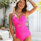 👙 Urlaub Hot Sale 49% 🩱 Metallic Accent Mesh Panel Einteiliger Badeanzug
