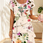 Kaskadenkleid mit Blumenmuster und mehreren Pflanzen
