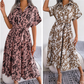 Langes Hemdkleid mit Leopardenmuster und V-Ausschnitt und Revers für Damen