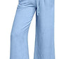 🔥FREE SHIPPING🔥Damenhose mit hoher Taille und weitem Bein aus Leinen mit Kordelzug
