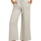 🔥FREE SHIPPING🔥Damenhose mit hoher Taille und weitem Bein aus Leinen mit Kordelzug