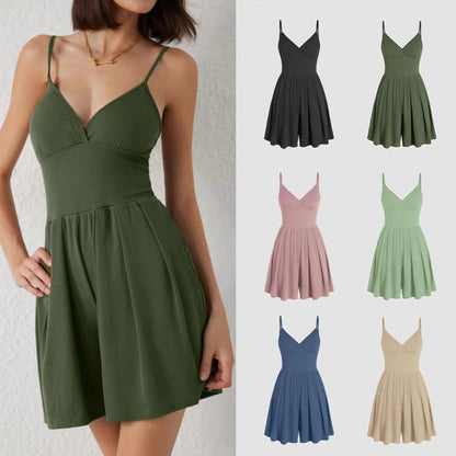 ☀️ Sommer Essential-Limited Time Niedriger Preis 💕 Damen Casual Verstellbare Plain Rückenlose Wrap Cami Strampler