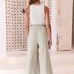 🔥FREE SHIPPING🔥Damenhose mit hoher Taille und weitem Bein aus Leinen mit Kordelzug