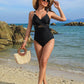 👙 Urlaub Hot Sale 49% 🩱 Metallic Accent Mesh Panel Einteiliger Badeanzug