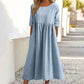 🌸50% Rabatt🌸Frauen gelegentlich grundlegender Outdoor -Crew -Nahrung Taschenpocket Smocked Baumwollkleid