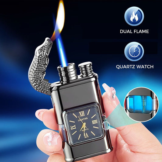🔥Windfestes Feuerzeug, Vintage-Armbanduhr, Jet-Flammen-Taschenlampe🔥