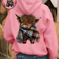 🐮 50 % RABATT!!🎁 Niedliches, kuscheliges Kapuzensweatshirt mit Fleecefutter und Highland-Kuh-Motiv