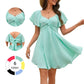 Summer Flutter Sleeve A-Line Mini Dress with Tie-Back