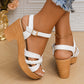 Damen-Sandalen mit geflochtenem Kreuzriemen und Absatz