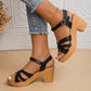 Damen-Sandalen mit geflochtenem Kreuzriemen und Absatz
