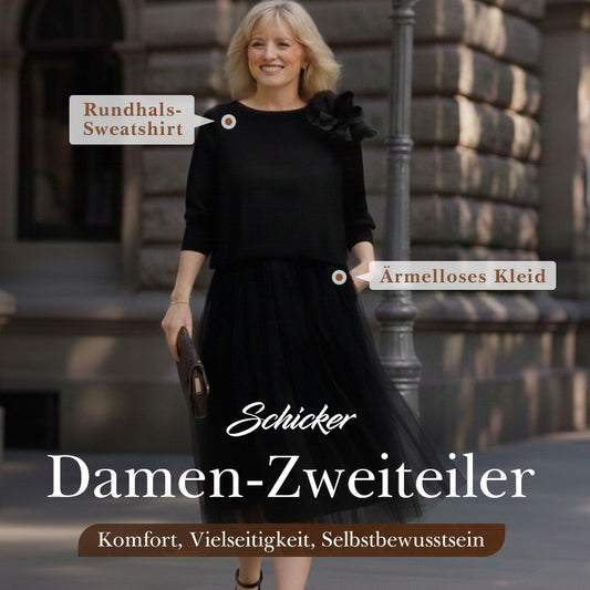 🌸Damen zweiteiliges Set: Langarm-Oberteil und ärmelloses Kleid