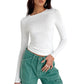 Slim Fit T-Shirt mit Rundhalsausschnitt und langen Ärmeln für Damen