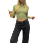 Slim Fit T-Shirt mit Rundhalsausschnitt und langen Ärmeln für Damen