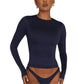 Slim Fit T-Shirt mit Rundhalsausschnitt und langen Ärmeln für Damen