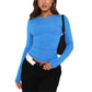 Slim Fit T-Shirt mit Rundhalsausschnitt und langen Ärmeln für Damen