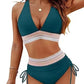 🔥2026 Neuer Typ 50% Rabatt💥Hoch taillierte Bikini-Sets mit Bauchkontrolle und Farbblock-Design👙