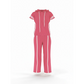 Gestreiftes Damen-Set: Kurzarm-Hoodie & Weitbein-Hose