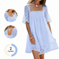 Damenkleid mit Karree-Ausschnitt und Smokdetails