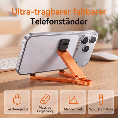 📱 Mini-Aluminium-Handyhalter mit Schlüsselanhänger – klappbarer Tischständer – kompakt, leicht & vielseitig – perfekt für unterwegs, Büro & Reisen – ideal für Videoanrufe, Filme & Lesen