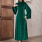 Elegantes Samt-Maxi-Kleid mit Glockenärmeln
