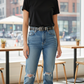 👖 Modische Slim-Fit-Jeans im Used-Look – Damen Denim mit Fransen & bequemem Schnitt!